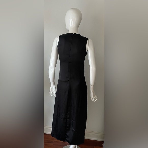 GEM Satin Slip midi Dress — Black Minimalist Bias Cut | XS - Picture 3 of 6